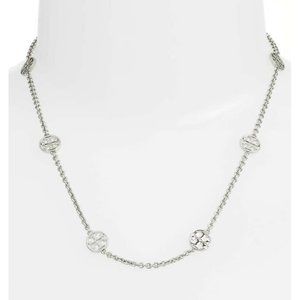TORY BURCH Delicate Logo Necklace Silver